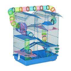 PawHut 5 Tier Hamster Cage Carrier Habitat with Exercise Wheels Tunnel Tube Water Bottle Dishes House Ladder for Dwarf Mice