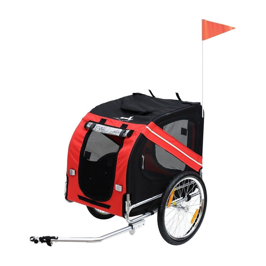 Pawhut Bicycle Pet Trailer in Steel Frame-Red/Black
