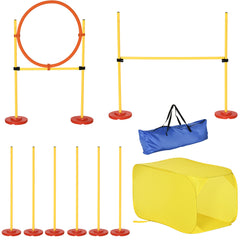 Pawhut Dog Agility Equipment Portable Pet Training Obstacle Set for Dogs 5 Pieces w/ Adjustable High Jumping Pole, Jumping