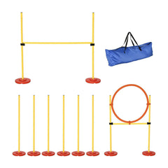 PawHut Dog Agility Equipment Training Portable Obstacle for Pet w/Adjustable Hurdles, Jumping Ring, Weave Poles
