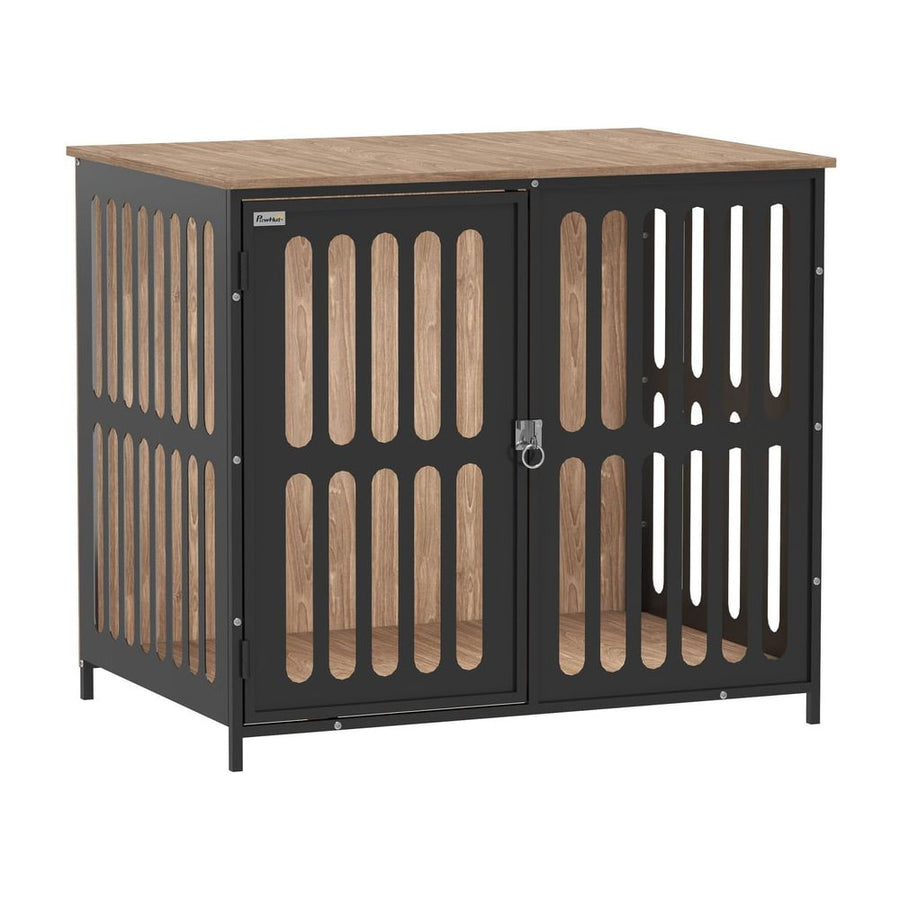 PawHut Dog Crate Furniture with Anti-Chew Resistant Mesh, Anti-Escape Single Door, for Medium Dogs, 80 x 55 x 72 cm