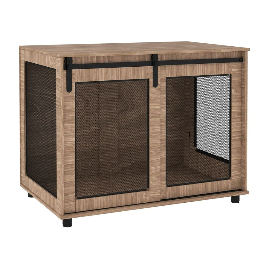 PawHut Dog Crate Furniture with Sliding Door for Large Dogs, Walnut Brown