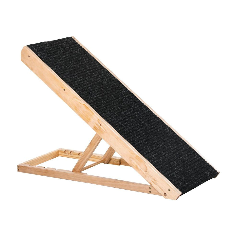 PawHut Dog Ramp with a wooden frame and a black textured non-slip surface for pet access