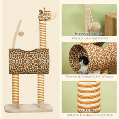 PawHut Giraffe-Designed Cat Tree in Beige
