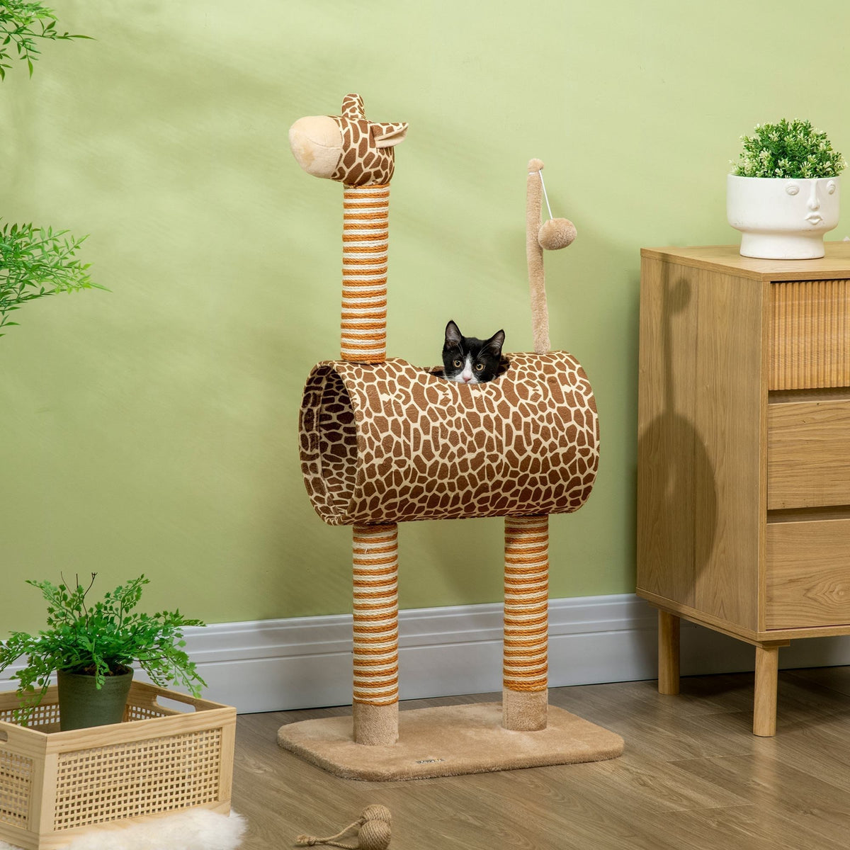 PawHut Giraffe-Designed Cat Tree in Beige
