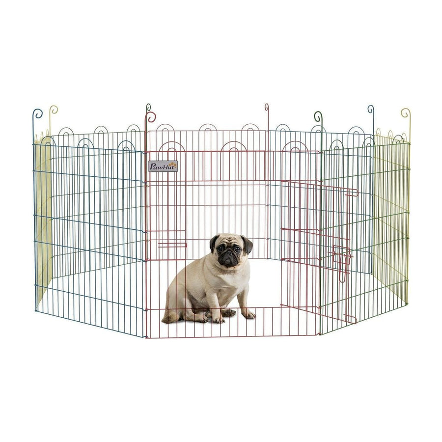PawHut Pet Playpen Crate, with Eight Panels, Door, for Indoors and Outdoors, 60H x a156cm