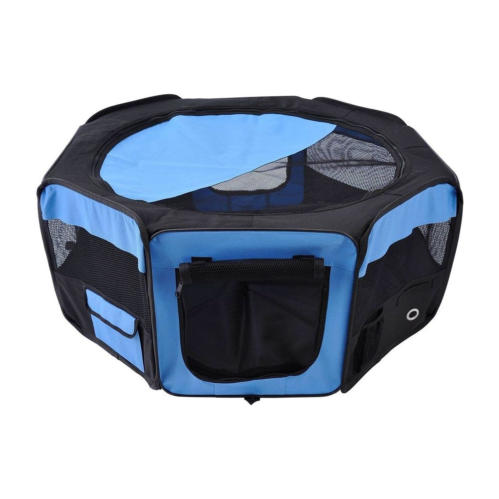 PawHut Portable Cat Dog Playpen Pet Puppy Rabbit Guinea Pig Pen Run Dia in Blue