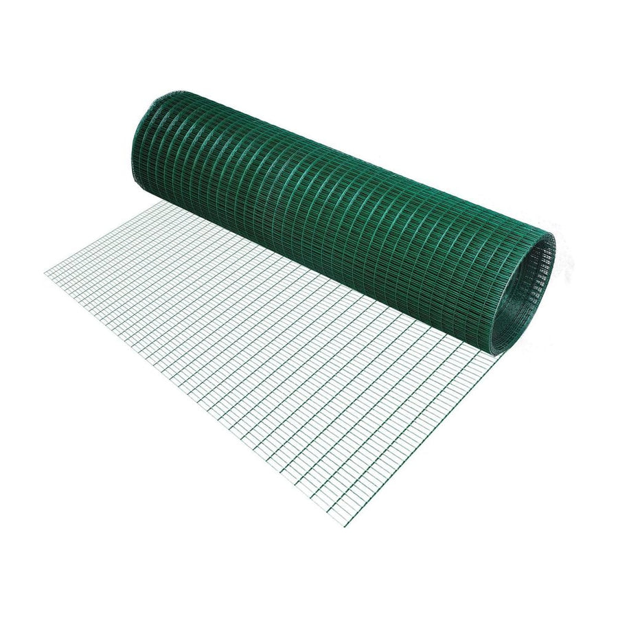 Pawhut PVC Coated Welded Wire Mesh Fencing Chicken Poultry Aviary Fence Run Hutch Pet Rabbit 30m Dark Green