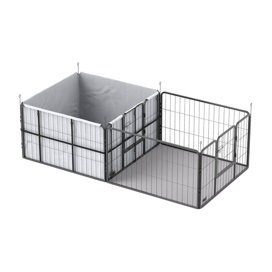 PawHut Seven-Panel Dog Whelping Box, Dog Playpen with Washable Whelping Pads, Wind-Resistant Fabric, for Small and Medium