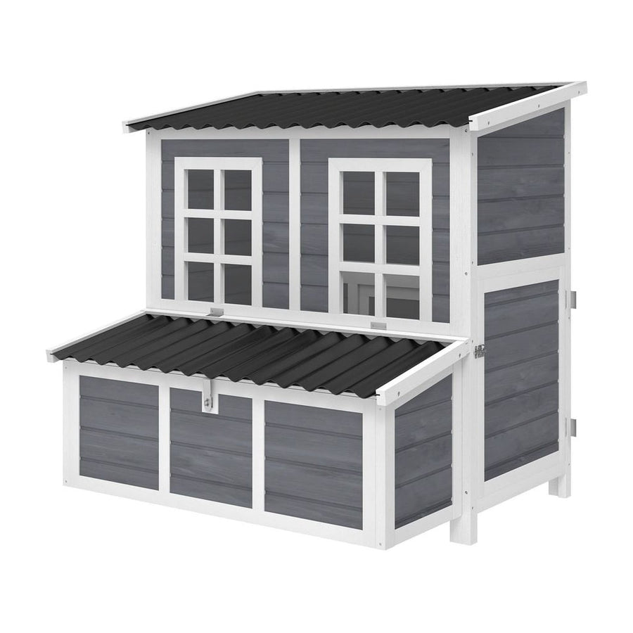 PawHut Wooden Chicken Coop with Nesting Box, Slide-Out Tray, Perches, for 2-4 Chickens, 100 x 86 x 100cm