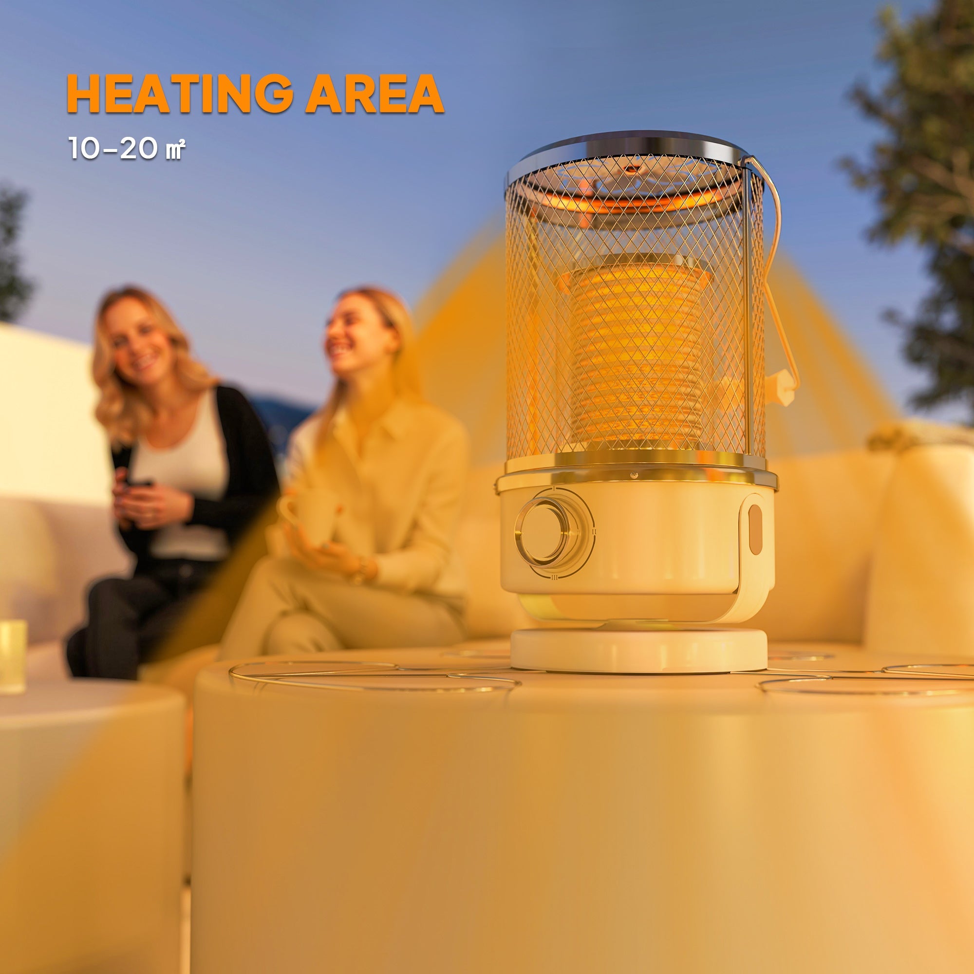 Outsunny 2000W Patio Electric Heater with 10-20㎡ Coverage, Separation Coil, Freestanding Outdoor Infrared Heater with Tip-Over Protection, Overheat Protection, Handle for Indoor and Outdoor Use, White