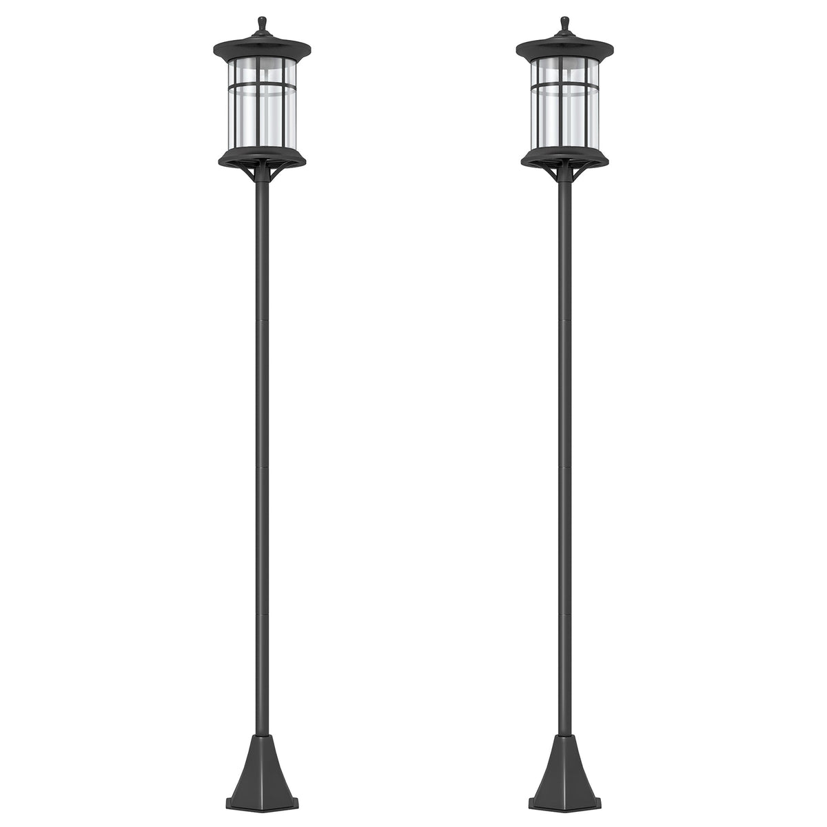 Outsunny Set of Two 1.8m Traditional Style Solar Lamp Posts - Black