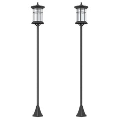 Outsunny Set of Two 1.8m Traditional Style Solar Lamp Posts - Black