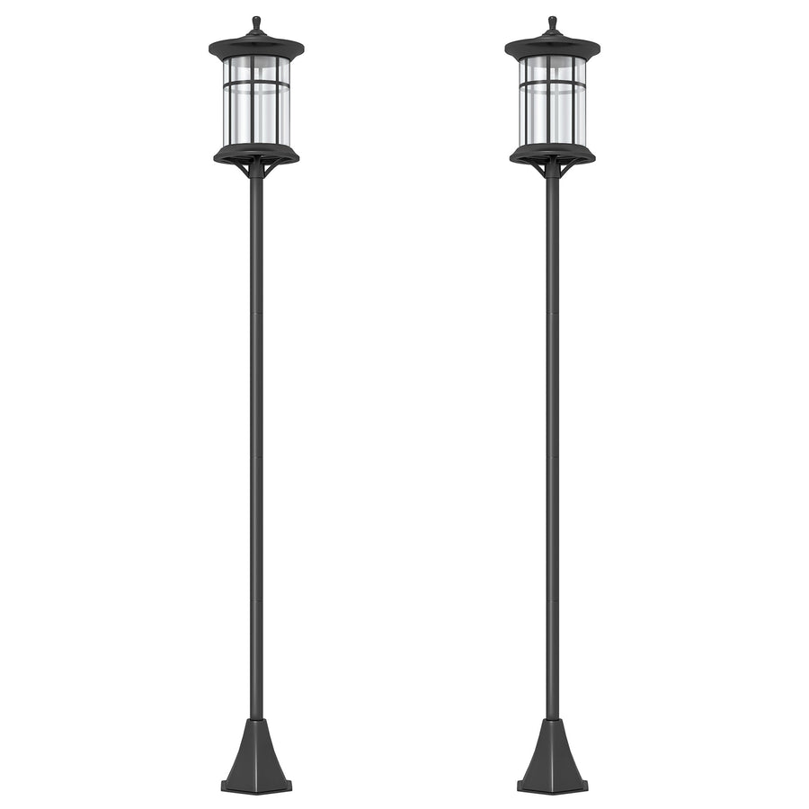 Outsunny Set of Two 1.8m Traditional Style Solar Lamp Posts - Black