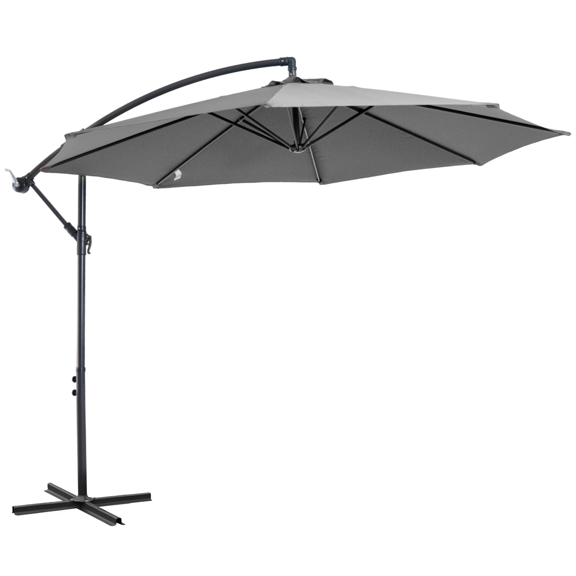 Outsunny Cantilever Umbrella Parasol Hanging Banana Steel Dark Grey 3M Patio