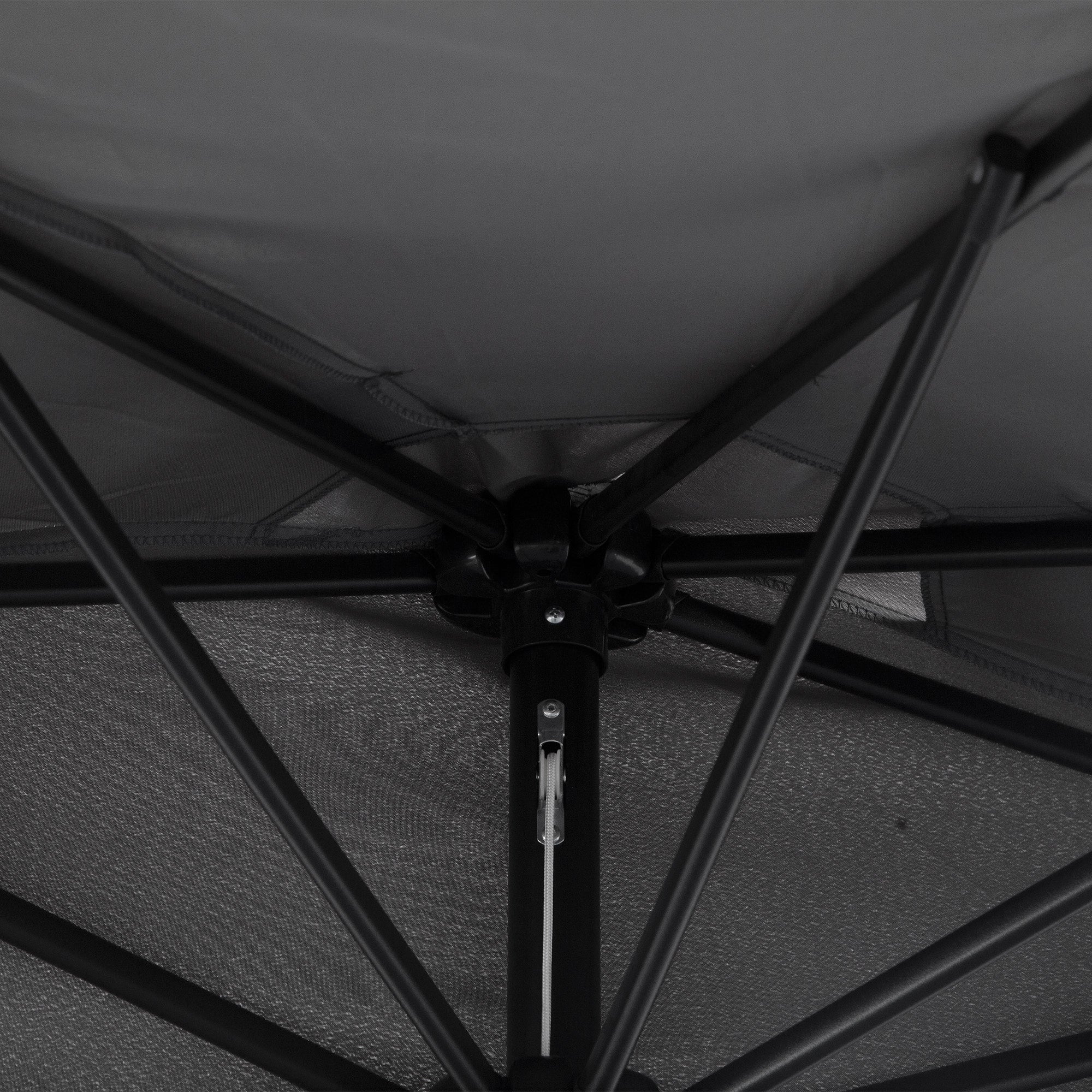 Outsunny 3(m) Half Parasol Semi Round Umbrella Patio Metal Frame Crank Handle for Balcony-- NO BASE INCLUDED, Grey