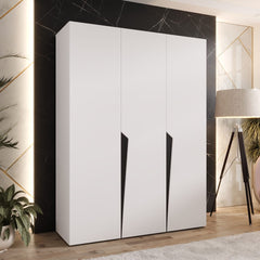Piano I Hinged Door Wardrobe 150cm in white, a three-door wardrobe with a modern design