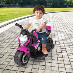 6V Kids Ride-on Motorcycle with 2-wheel/3-wheel Conversion & Detachable Training Wheels-Pink