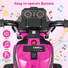 6V Kids Ride-on Motorcycle with 2-wheel/3-wheel Conversion & Detachable Training Wheels-Pink