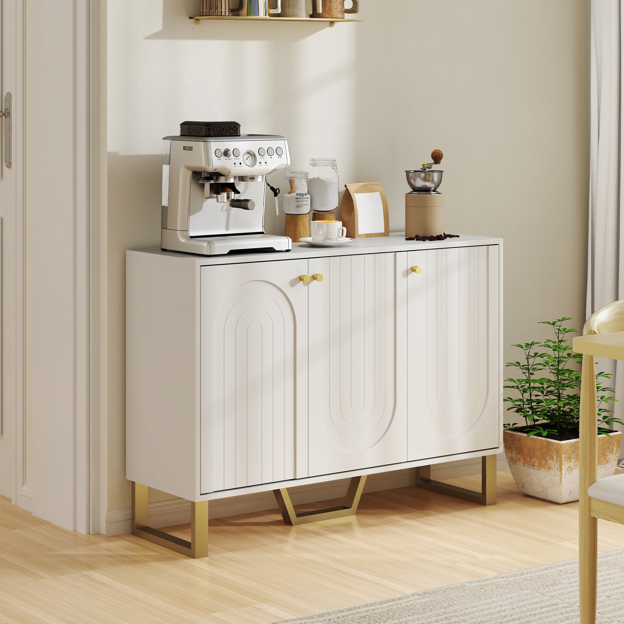HOMCOM 3-Door Sideboard Storage Cabinet - White