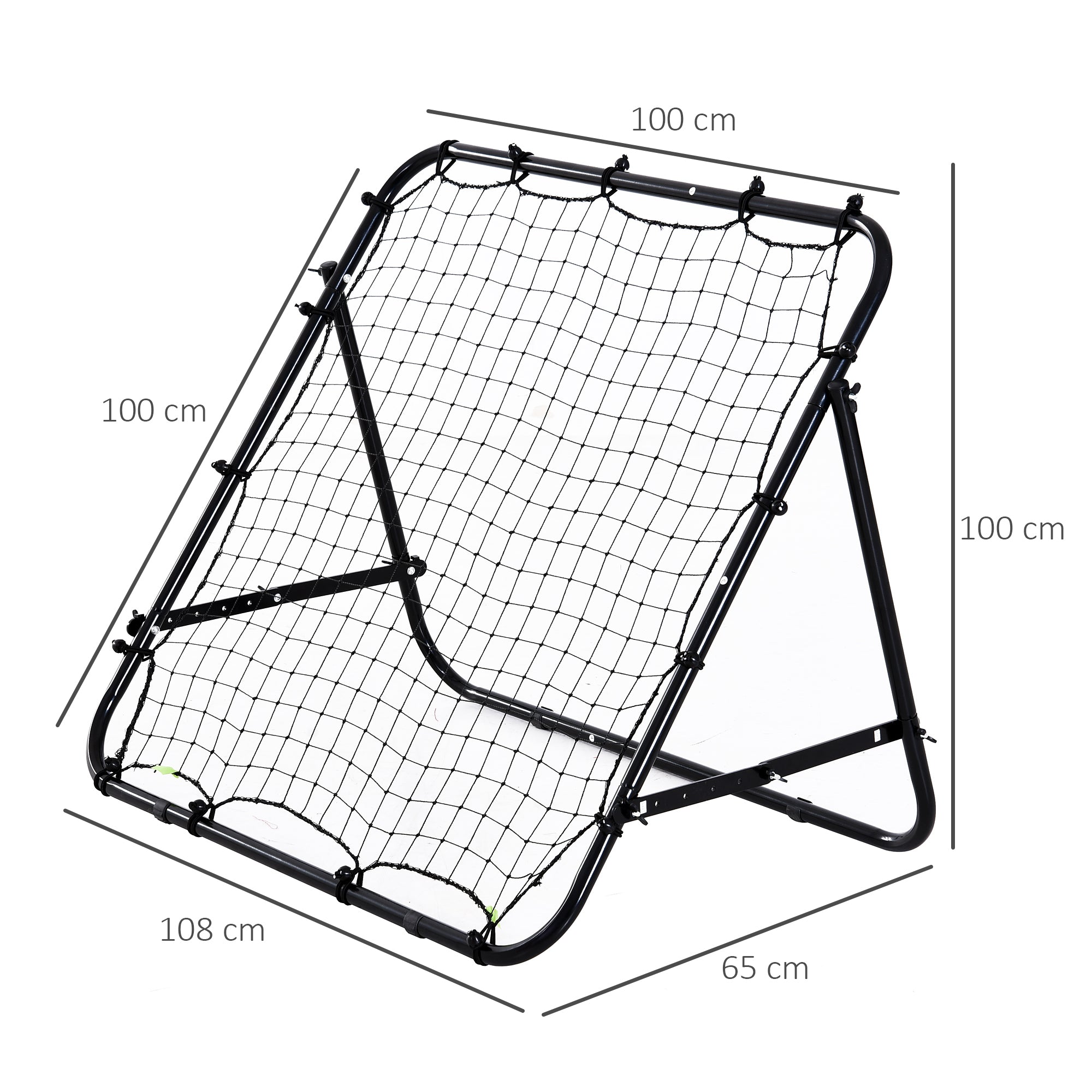 HOMCOM Adjustable Rebounder Net Kickback Target Goal for Teens Adults Training, Black