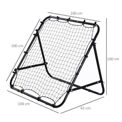 HOMCOM Adjustable Rebounder Net Kickback Target Goal for Teens Adults Training, Black