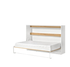SPACEO Horizontal Wall Bed 120x200 White / Oak Artisan / White Handles