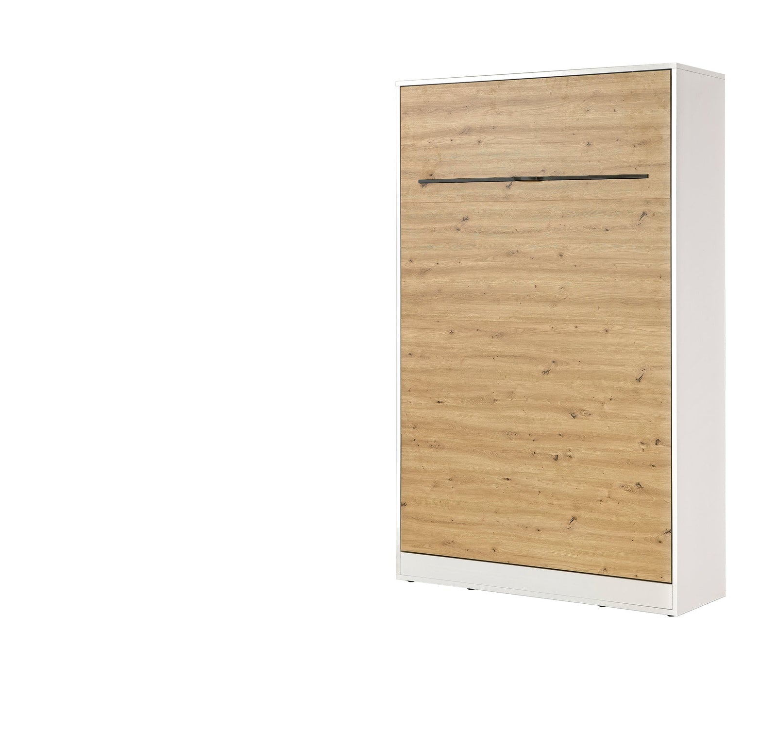 SPACEO Vertical Wall Bed 120x200 White / Oak Artisan / Black Handles