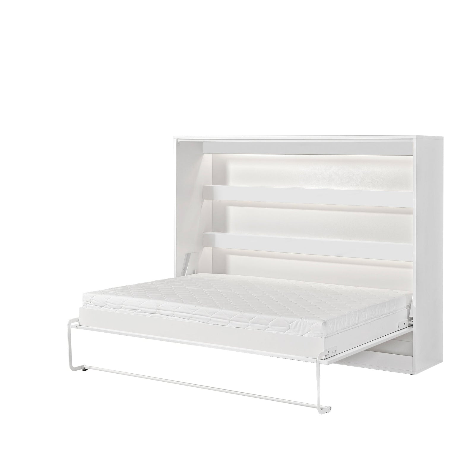 SPACEO Horizontal Wall Bed 140x200 White / White Handles