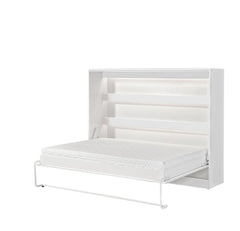 SPACEO Horizontal Wall Bed 140x200 White / White Handles