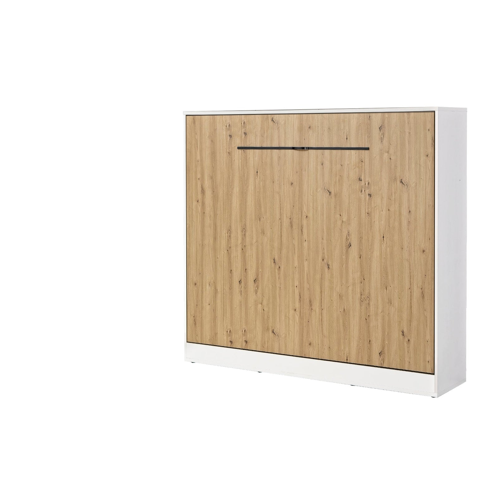 SPACEO Horizontal Wall Bed 160x200 White / Oak Artisan / Black Handles