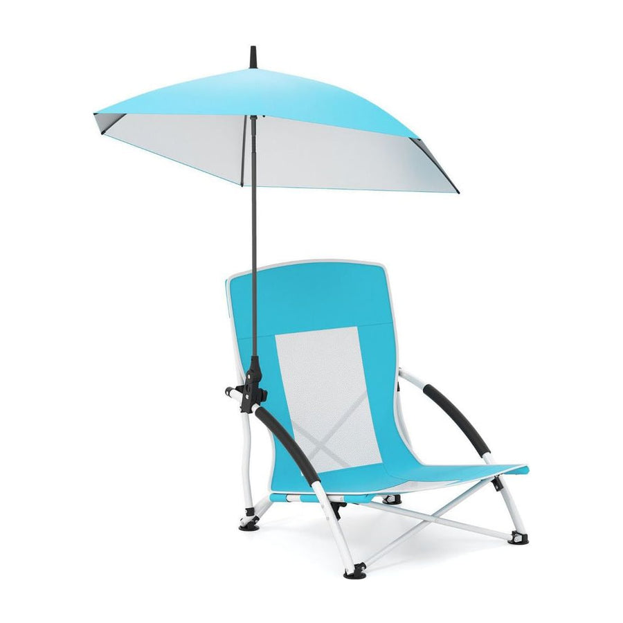 Portable Beach Umbrella Chair with Adjustable Parasol in Blue