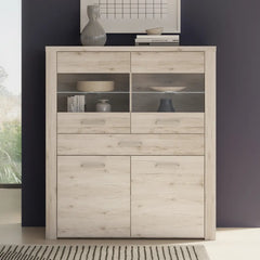 Portland Display Cabinet 126cm in Oak Sand