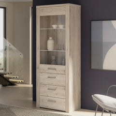 Portland Tall Display Cabinet 77cm in Oak Sand