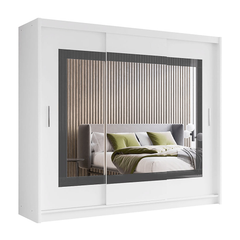 White Mirrored Sliding Door Wardrobe 250cm – MARLOW