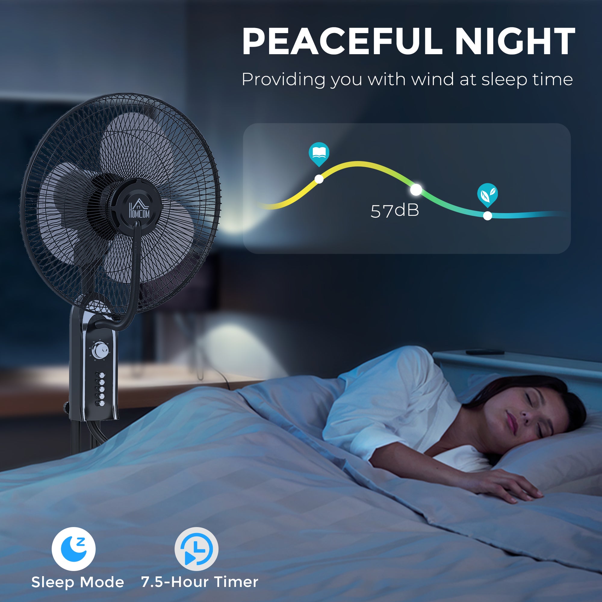 HOMCOM Pedestal Fan with Water Mist Spray, Spray Misting Fan with 70√Ç¬∞ Oscillation, Tilt Head, 4 Speeds, 3 Modes, Adjustable Mist, 3.2L Water Tank, for Home, 120 cm