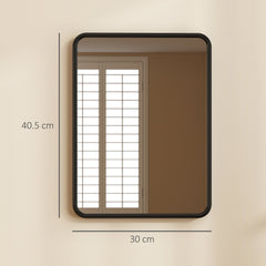 HOMCOM Rectangular Wall Mirror with HD Glass - Black