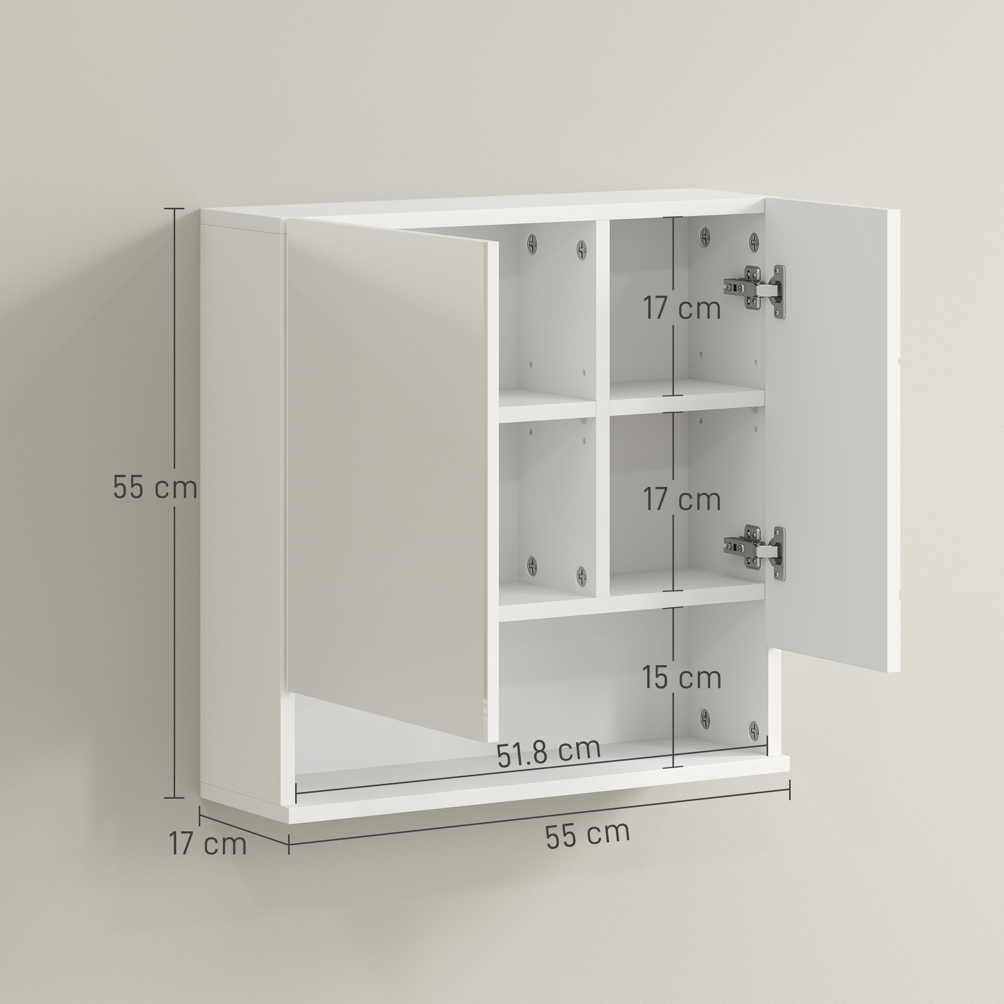 kleankin Wall Mounted Bathroom Storage Cupboard - White