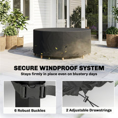 Outsunny Round Garden Furniture Cover, Waterproof Garden Table Cover, 420D Heavy Duty Oxford for Outdoor, Dia.214 x 70 cm, Black