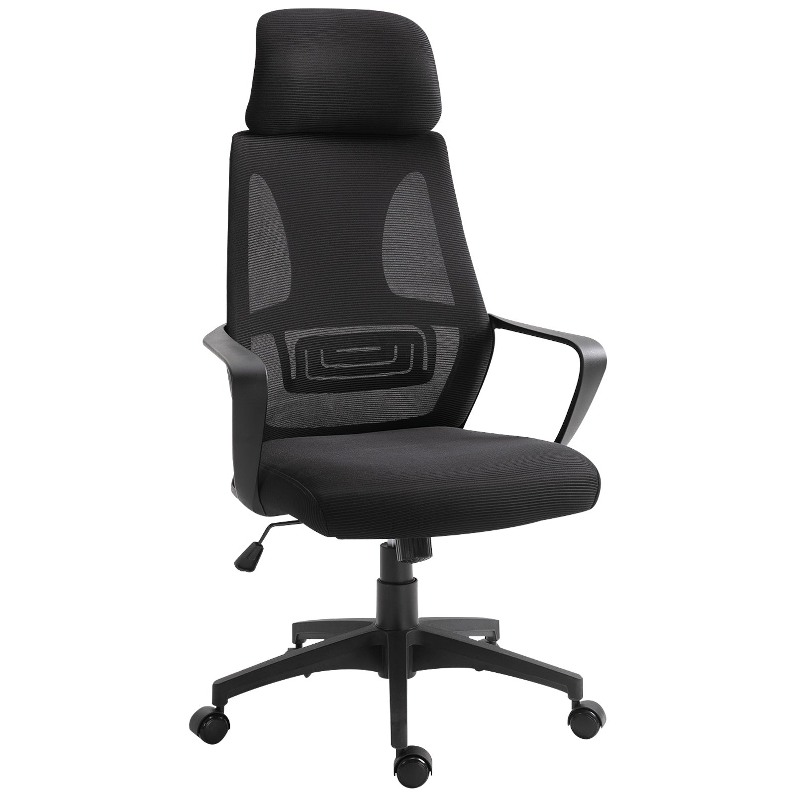 Vinsetto Ergonomic Office Chair, High Back Computer Chair, Mesh Desk Chair with Lumbar Support, Headrest, Wheel, Adjustable Height, Black