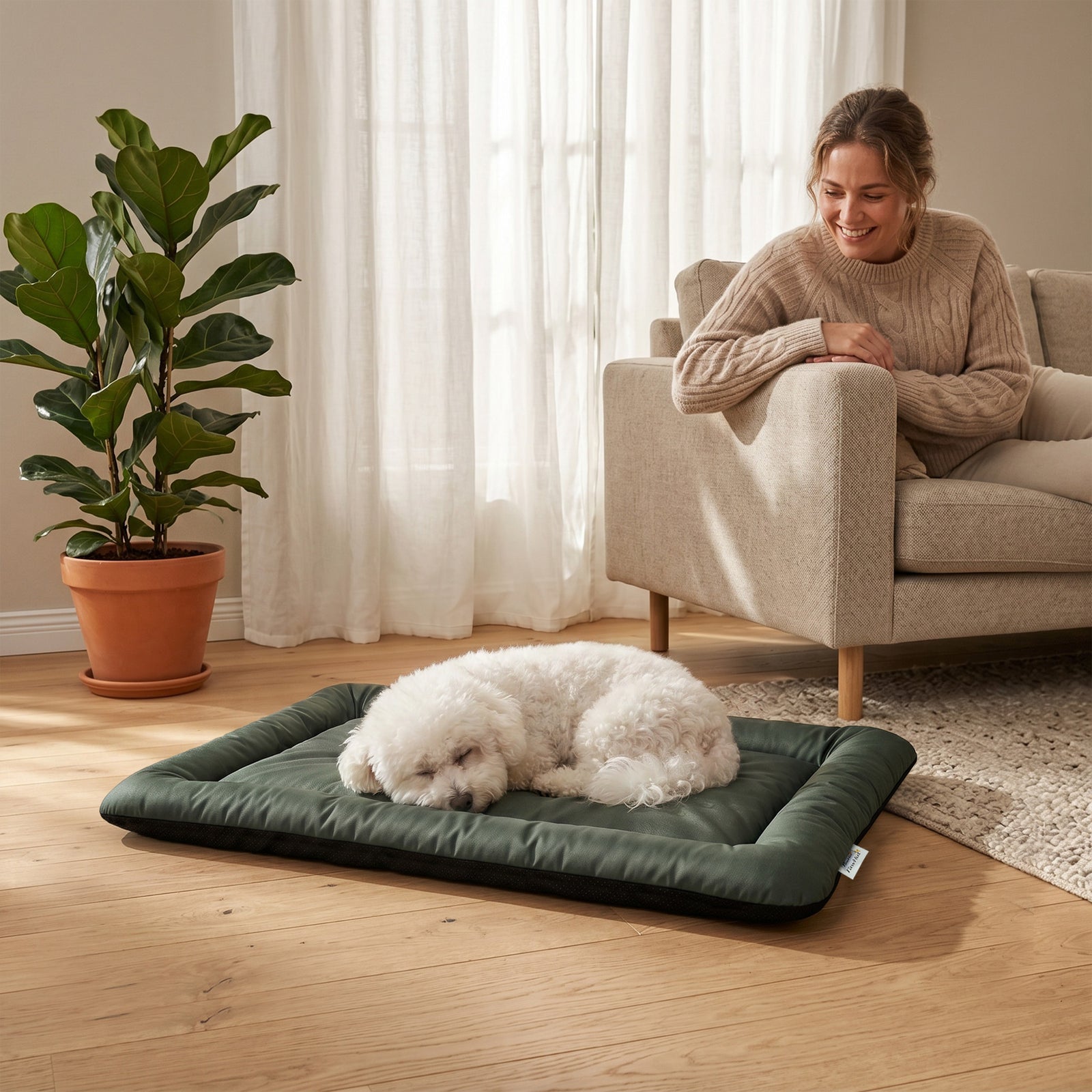 PawHut Waterproof Dog Bed, Foldable Pet Bed with Anti-Slip Bottom, Machine Washable for Small Puppies and Cats, 90 x 60 x 5 cm