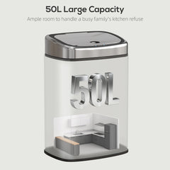 HOMCOM 50L Stainless Steel Sensor Bin - Silver Tone
