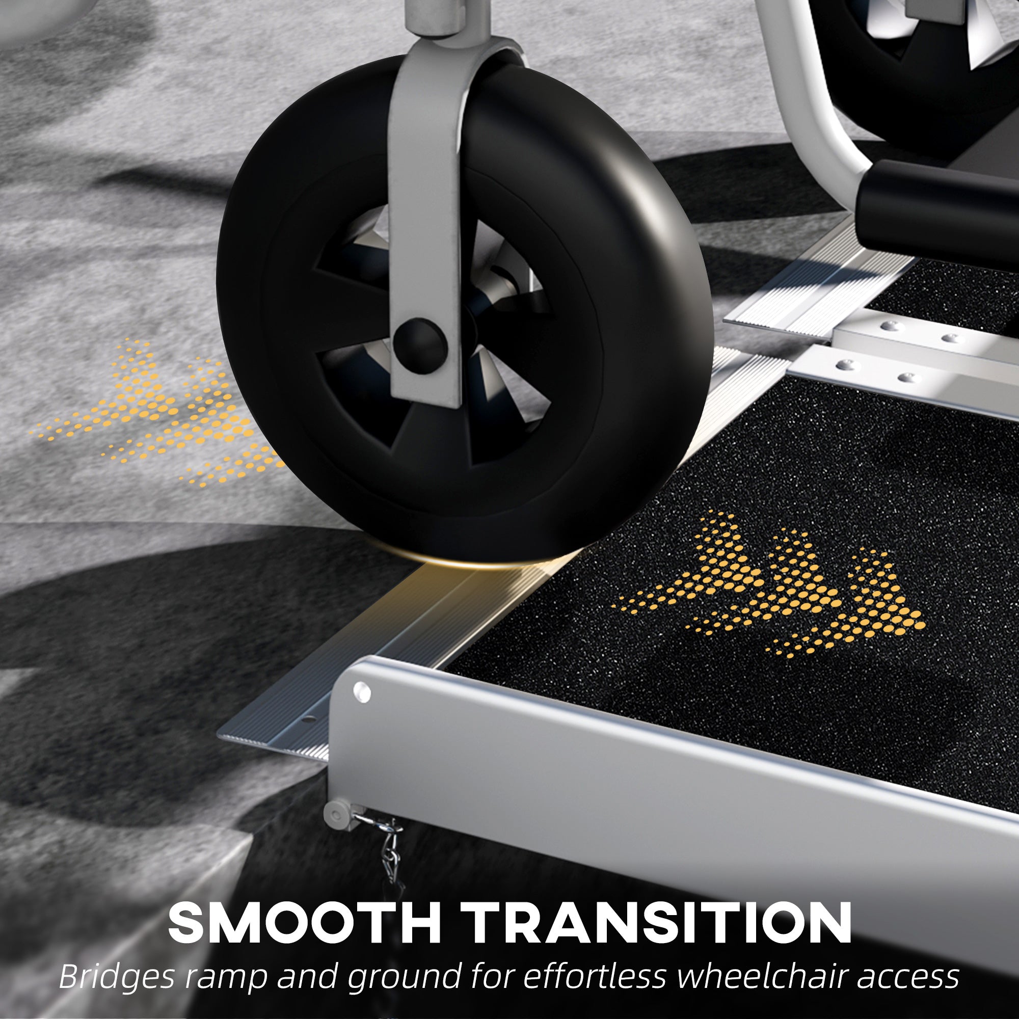 HOMCOM 2ft Aluminium Duo Wheelchair Ramp Pushchair Mobility Assistance Folding w/ Carry Handle Locking Chain Portable 61L x 72W cm