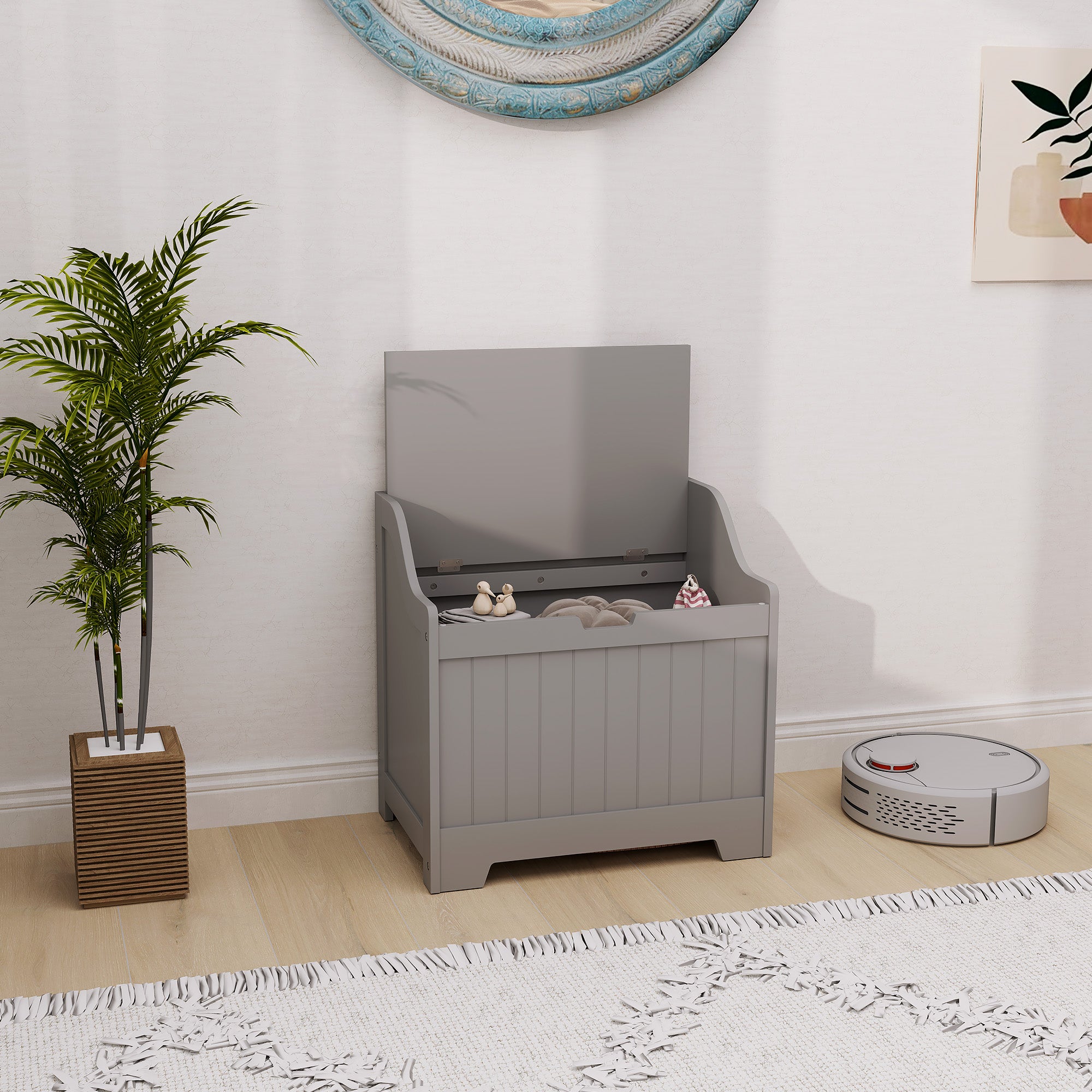 HOMCOM 61L Home Storage Chest - Grey