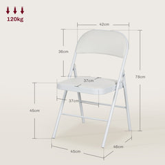 HOMCOM Set of Two Cushioned Folding Chairs - White