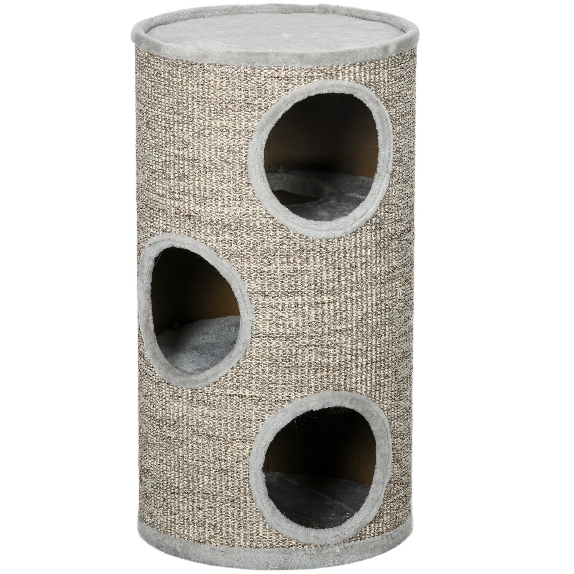 PawHut Cat Climbing Frame, Covered with Sisal, Cosy Platform - Light Grey