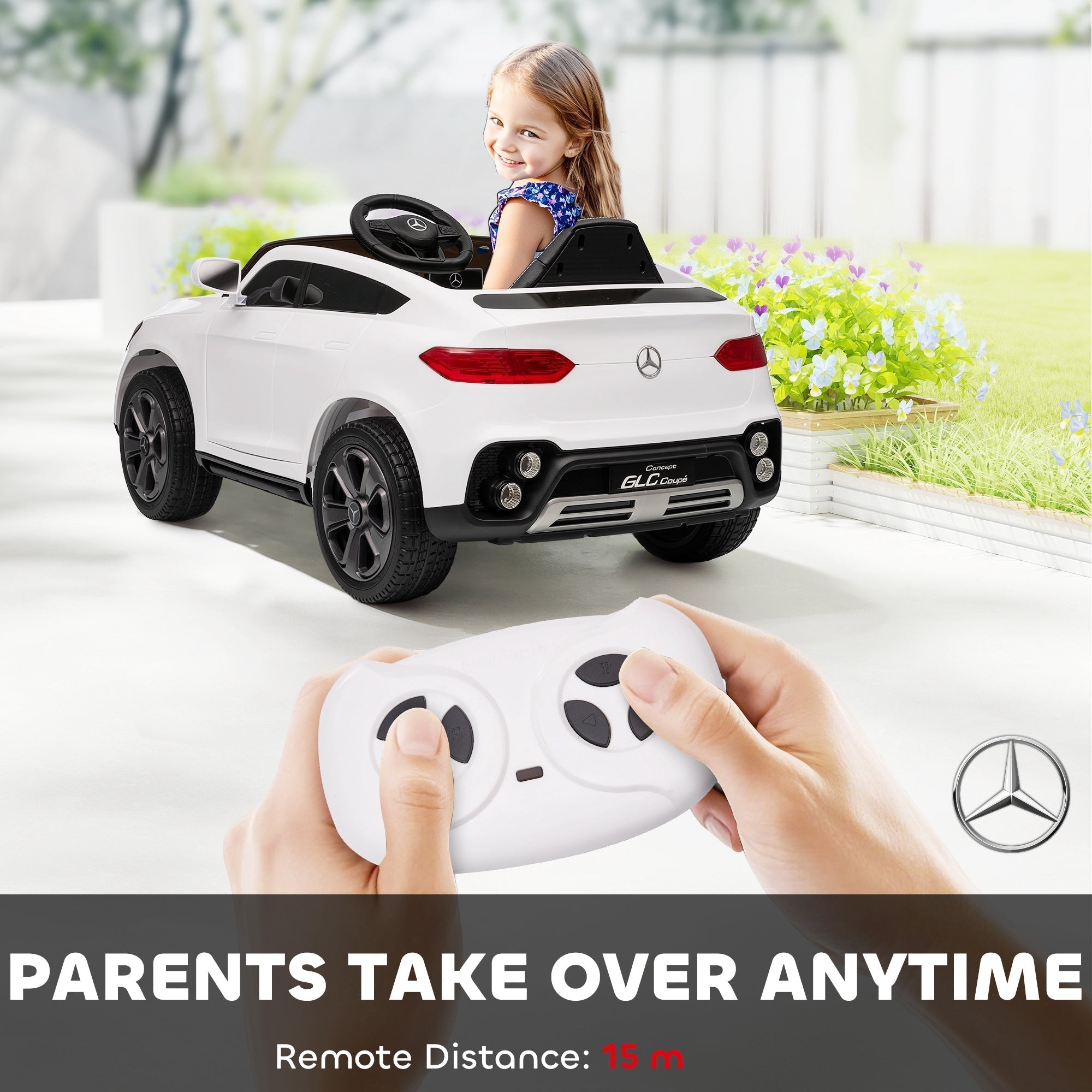 AIYAPLAY Mercedes-Benz GLC Licensed Kids Ride on Car with Remote Control, Soft Start, MP3, LED Headlights, White