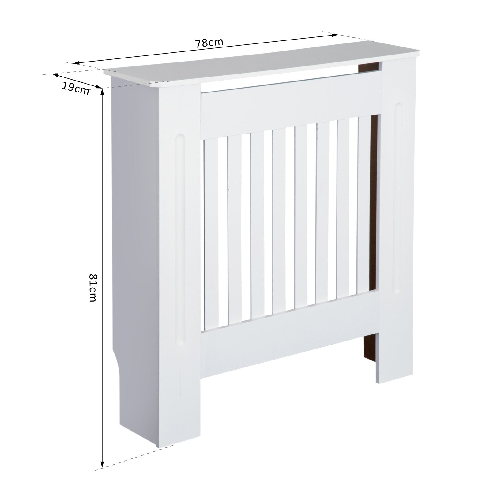 HOMCOM Slatted Radiator Cover Painted Cabinet MDF Lined Grill in White (78L x 19W x 81H cm)