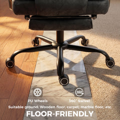 HOMCOM Executive Office Chair, Leathaire Big and Tall Office Chair 180 kg with Wide Seat, Reclining, Lumbar Support, Black