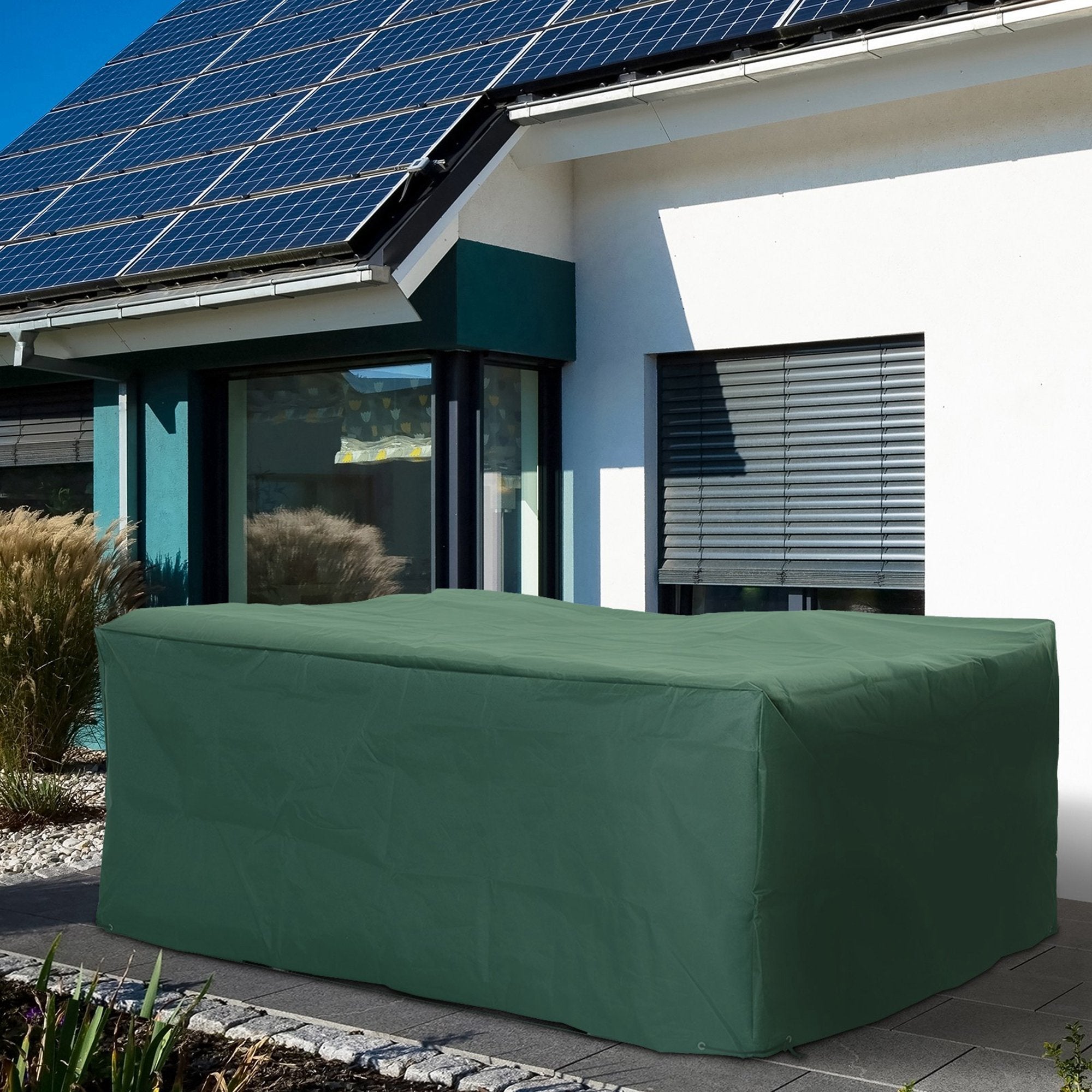 Outsunny Outdoor Garden Furniture Cover Waterproof, Anti-UV 600D Heavy Duty Oxford Fabric Patio Furniture Cover for Rectangular Sofa Table Set, Green, 245 x 165 x 55 cm